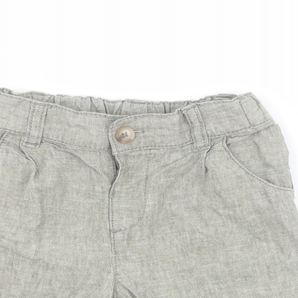 Matalan Baby Green  Linen Cropped Trousers Size 18-24 Months  Button