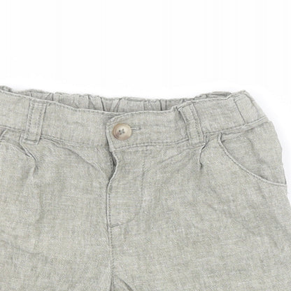Matalan Baby Green  Linen Cropped Trousers Size 18-24 Months  Button