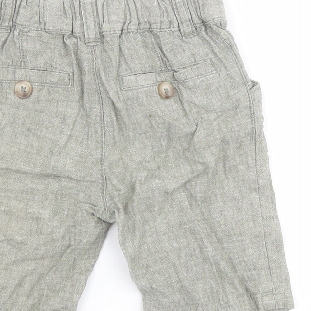 Matalan Baby Green  Linen Cropped Trousers Size 18-24 Months  Button