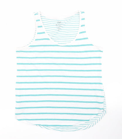 F&F Womens Green Striped Polyester Jersey Tank Size 12 Scoop Neck