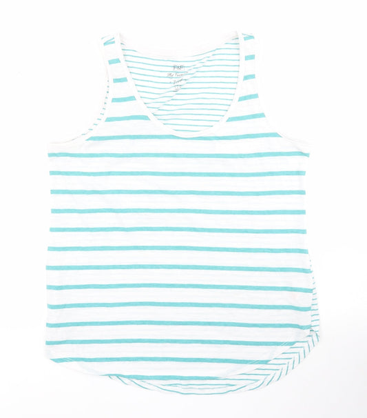 F&F Womens Green Striped Polyester Jersey Tank Size 12 Scoop Neck