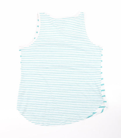 F&F Womens Green Striped Polyester Jersey Tank Size 12 Scoop Neck