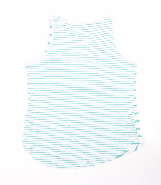 F&F Womens Green Striped Polyester Jersey Tank Size 12 Scoop Neck