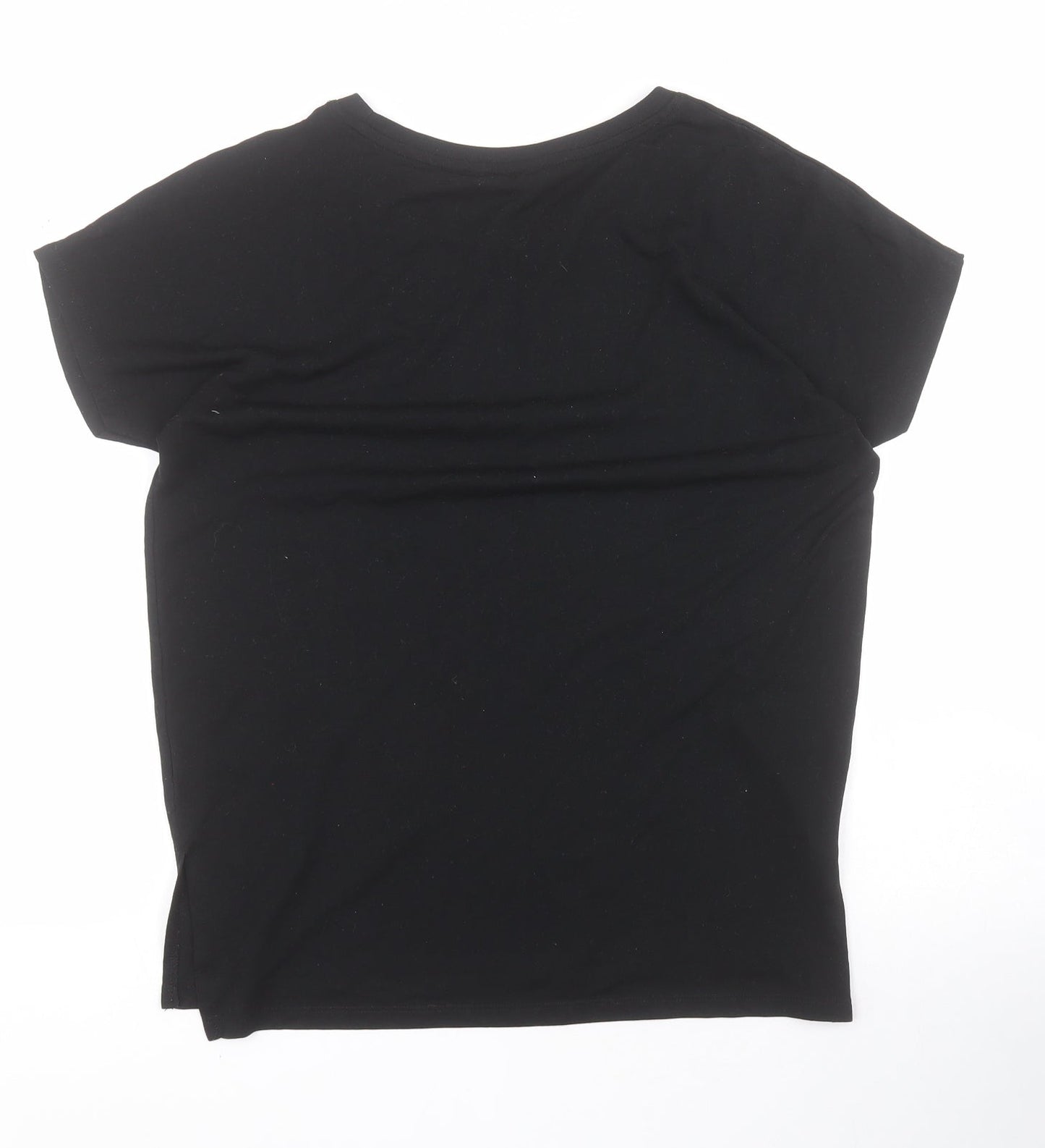 F&F Womens Black  Polyester Basic Polo Size XS Round Neck