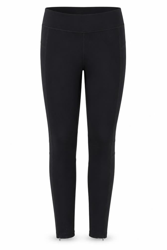 Front view of Dunnes women’s black polyester jegging leggings, size UK 10, 28-inch leg