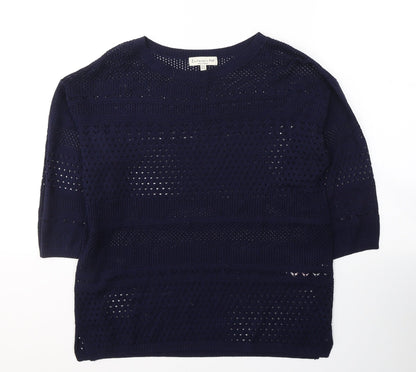 F&F Womens Blue Round Neck  Acrylic Pullover Jumper Size 10
