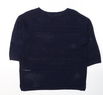 F&F Womens Blue Round Neck  Acrylic Pullover Jumper Size 10