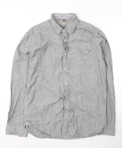 Mens UK Size M Peter Werth Grey  Button-Up Long Sleeve Casual Shirt
