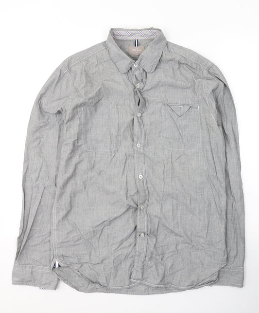 Mens UK Size M Peter Werth Grey  Button-Up Long Sleeve Casual Shirt