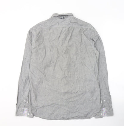 Mens UK Size M Peter Werth Grey  Button-Up Long Sleeve Casual Shirt