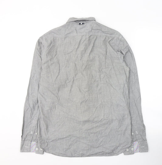 Mens UK Size M Peter Werth Grey  Button-Up Long Sleeve Casual Shirt