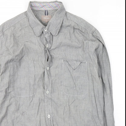 Mens UK Size M Peter Werth Grey  Button-Up Long Sleeve Casual Shirt