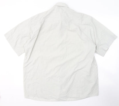 BHS Mens Grey Striped Polyester  Button-Up Size 16 Collared Button
