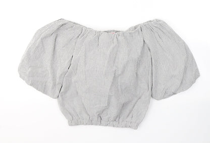 miss e*vie Girls Grey Striped Cotton Jersey T-Shirt Size 11-12 Years Square Neck Pullover