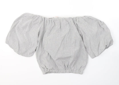miss e*vie Girls Grey Striped Cotton Jersey T-Shirt Size 11-12 Years Square Neck Pullover