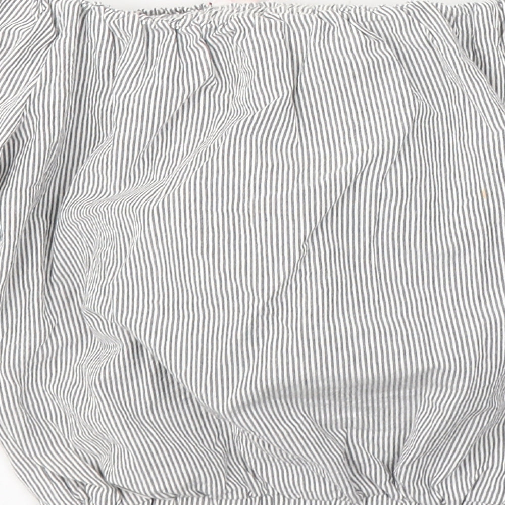 miss e*vie Girls Grey Striped Cotton Jersey T-Shirt Size 11-12 Years Square Neck Pullover