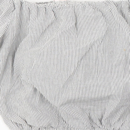 miss e*vie Girls Grey Striped Cotton Jersey T-Shirt Size 11-12 Years Square Neck Pullover