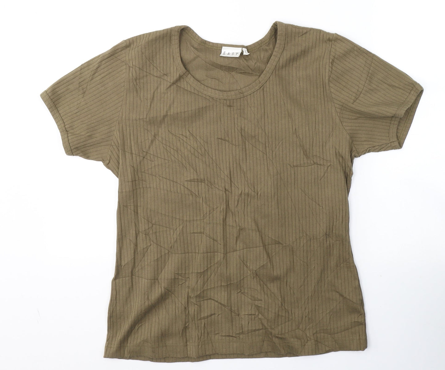 EAST Womens Green  Cotton Basic T-Shirt Size XL Round Neck