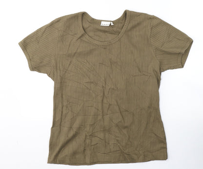 EAST Womens Green  Cotton Basic T-Shirt Size XL Round Neck