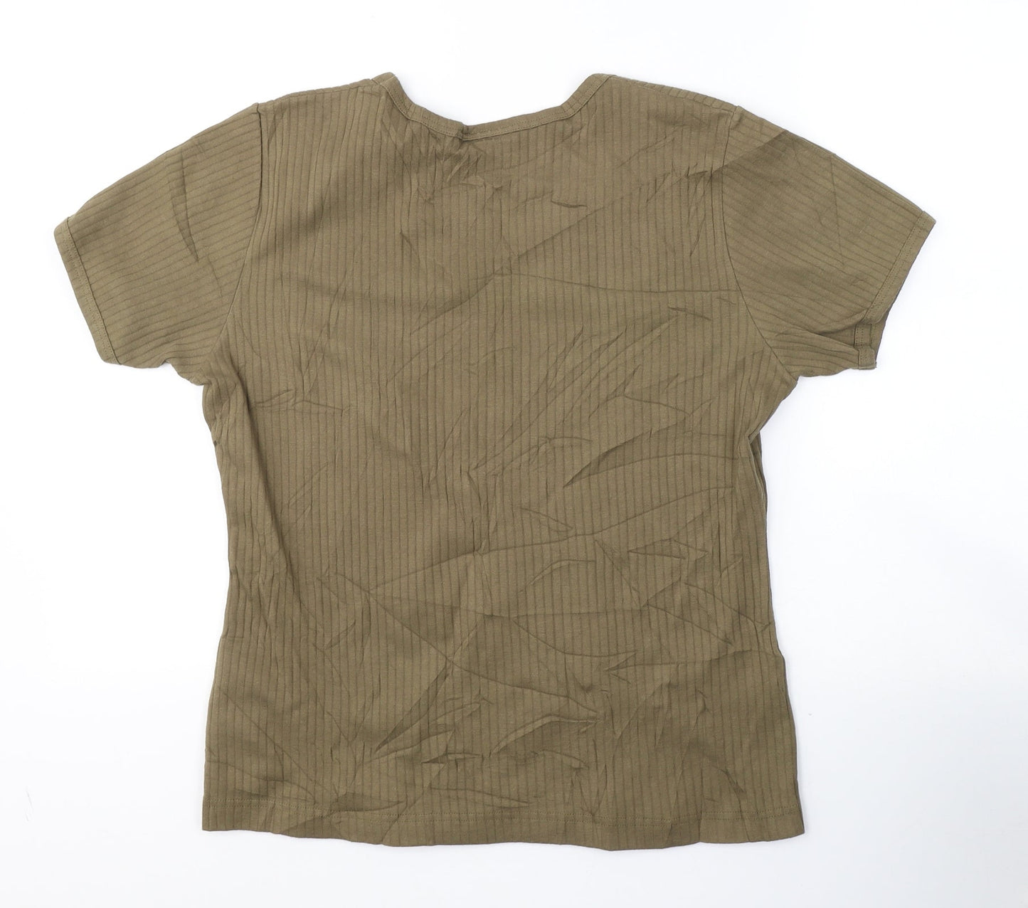 EAST Womens Green  Cotton Basic T-Shirt Size XL Round Neck