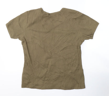 EAST Womens Green  Cotton Basic T-Shirt Size XL Round Neck