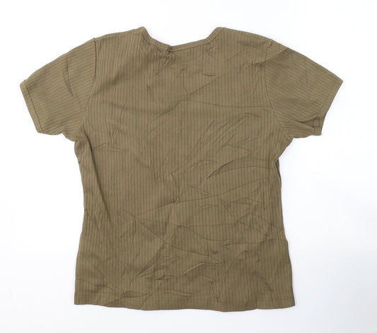 EAST Womens Green  Cotton Basic T-Shirt Size XL Round Neck