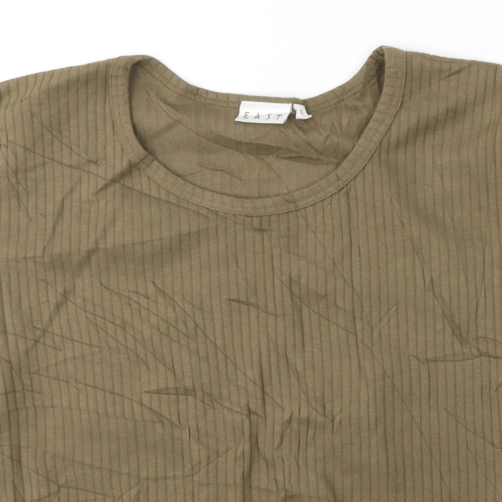 EAST Womens Green  Cotton Basic T-Shirt Size XL Round Neck