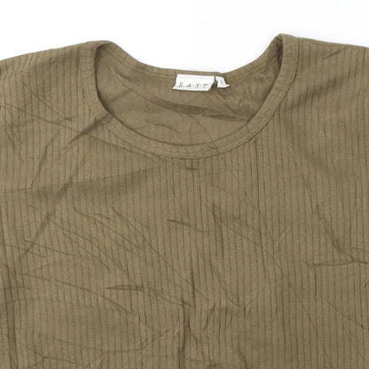 EAST Womens Green  Cotton Basic T-Shirt Size XL Round Neck