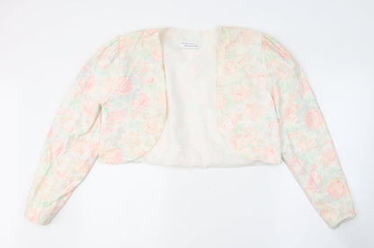 Gianni Balenti Womens Ivory Floral  Jacket Blazer Size 14