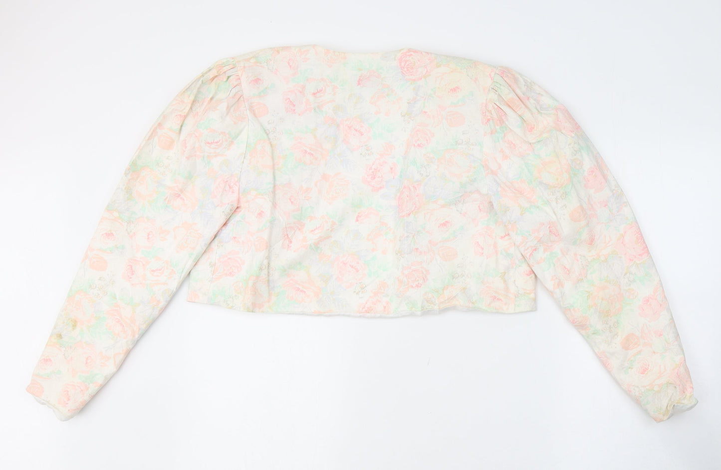Gianni Balenti Womens Ivory Floral  Jacket Blazer Size 14