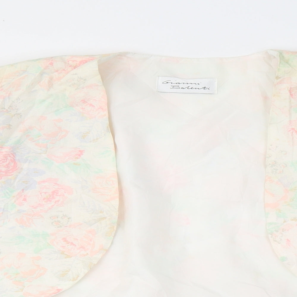 Gianni Balenti Womens Ivory Floral  Jacket Blazer Size 14