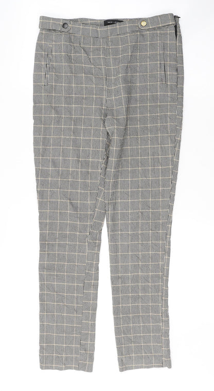 New Look Womens Grey Houndstooth Viscose Trousers  Size 12 L27 in Regular Zip