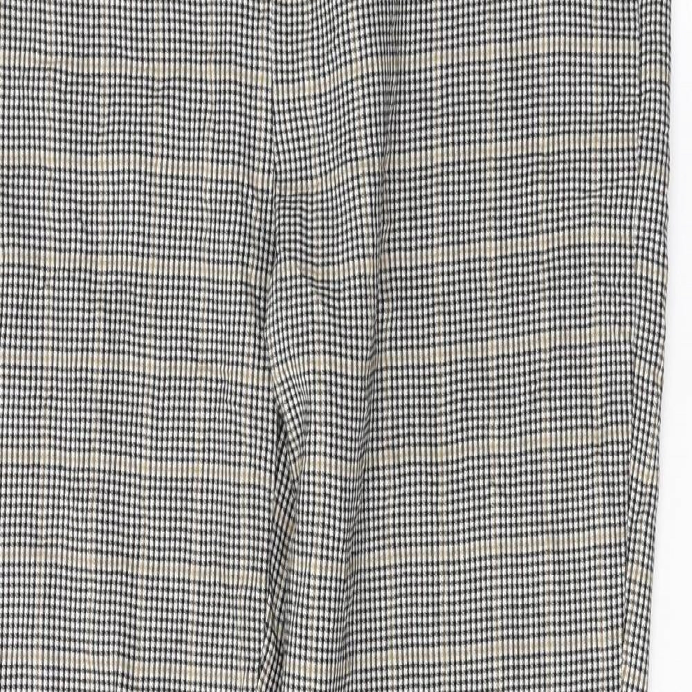 New Look Womens Grey Houndstooth Viscose Trousers  Size 12 L27 in Regular Zip