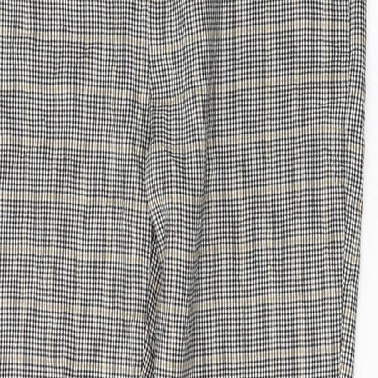 New Look Womens Grey Houndstooth Viscose Trousers  Size 12 L27 in Regular Zip