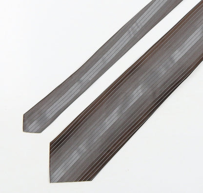 Autograph Mens Brown Striped Silk Pointed Tie One Size