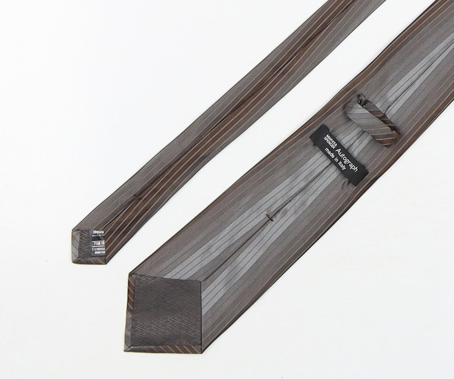 Autograph Mens Brown Striped Silk Pointed Tie One Size