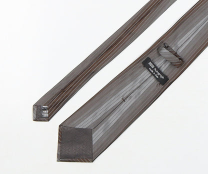 Autograph Mens Brown Striped Silk Pointed Tie One Size
