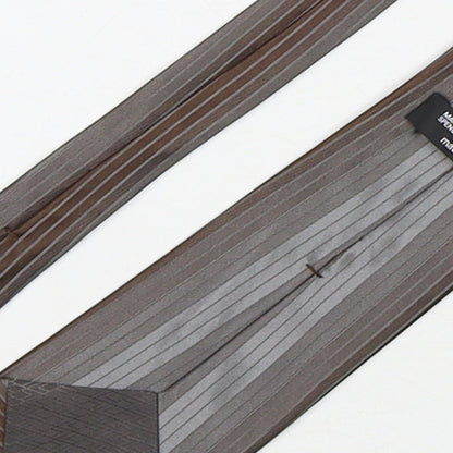 Autograph Mens Brown Striped Silk Pointed Tie One Size
