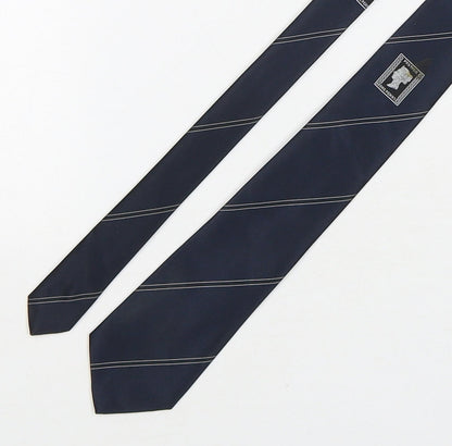 Interlogo London  Mens Blue Striped Polyester Pointed Tie One Size