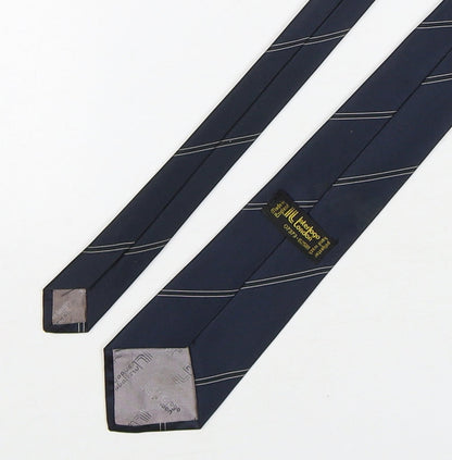 Interlogo London  Mens Blue Striped Polyester Pointed Tie One Size