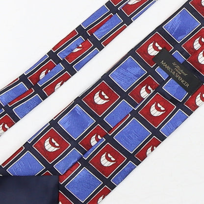 Marks and Spencer Mens Multicoloured Plaids & Checks Polyester Pointed Tie One Size