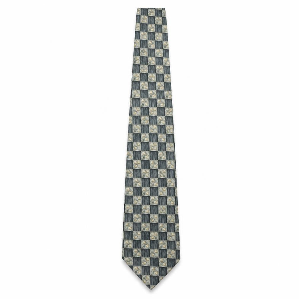 Front view of Marks & Spencer men’s multicoloured plaids & checks silk pointed tie one size