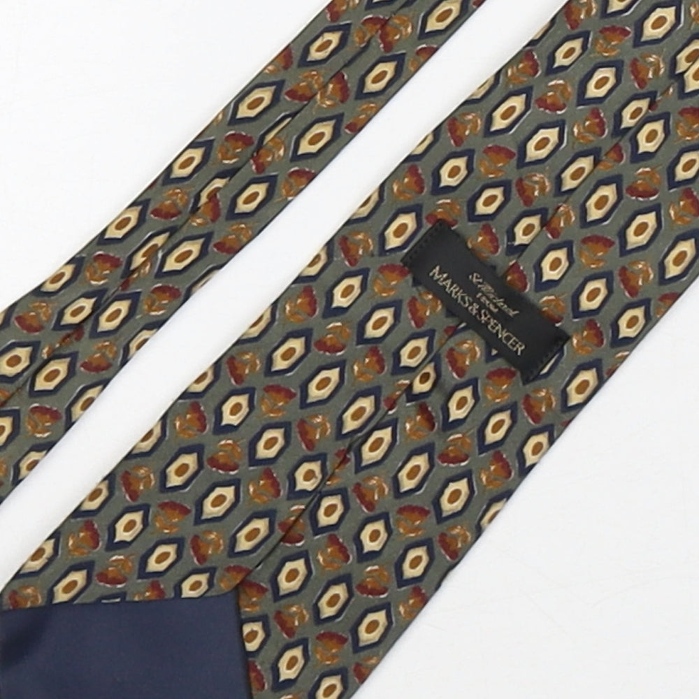 Marks and Spencer Mens Multicoloured Geometric Polyester Pointed Tie One Size