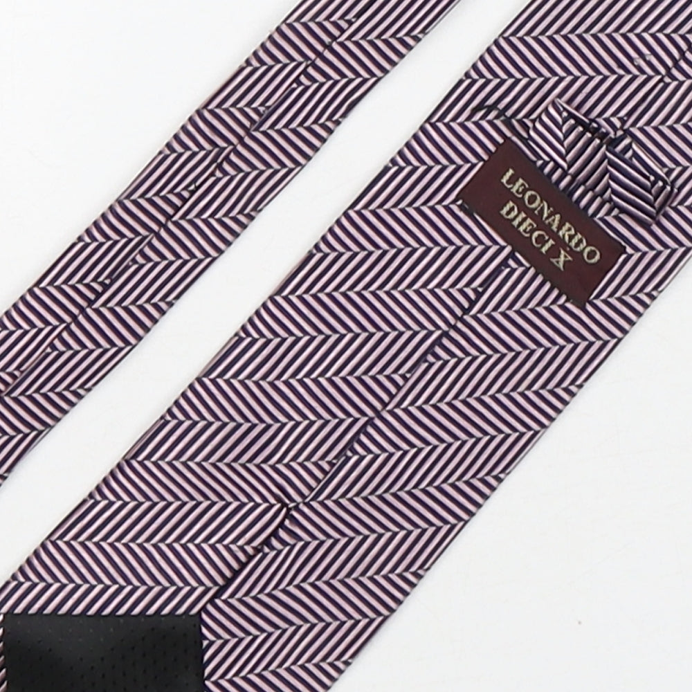 Leonardo Deici x Mens Multicoloured Striped Silk Pointed Tie One Size