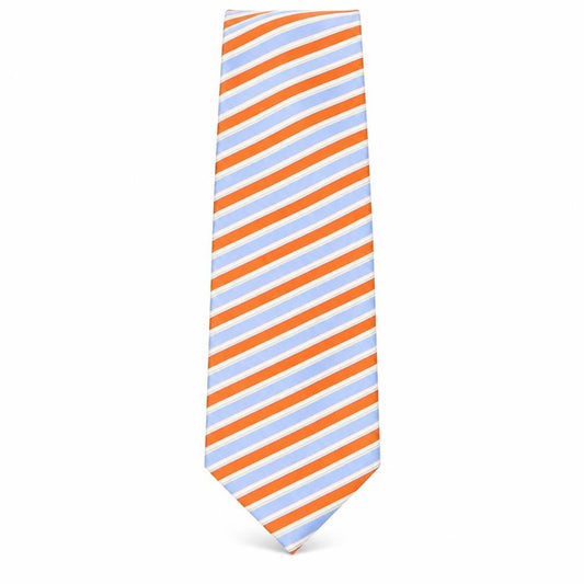 Front view of Max Phillipe men’s multicoloured striped silk pointed tie one size