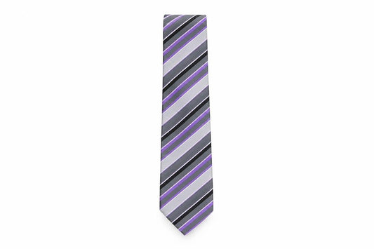 Front view of Next men’s multicoloured striped polyester pointed tie one size