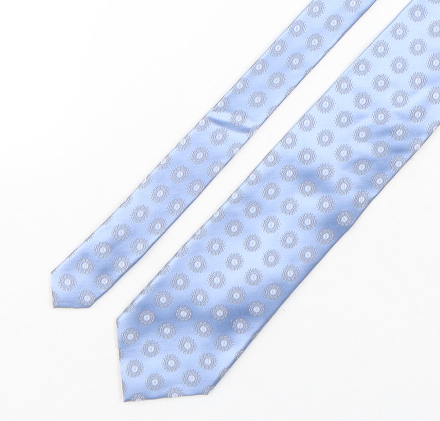 Mens Collezione Blue Geometric  Pointed Tie