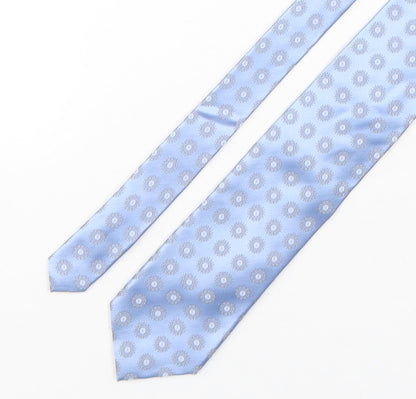 Mens Collezione Blue Geometric  Pointed Tie