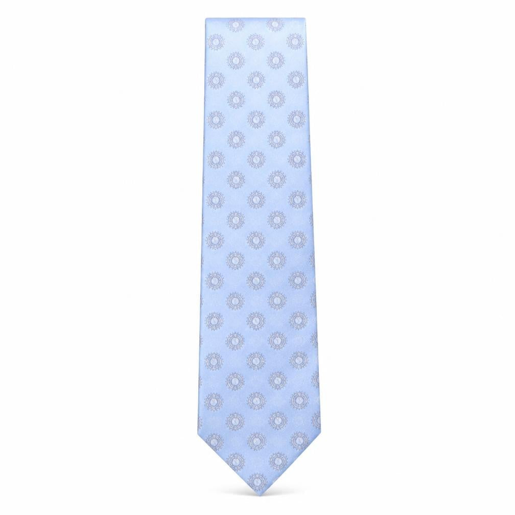 Front view of Collezione men’s blue geometric silk pointed tie one size
