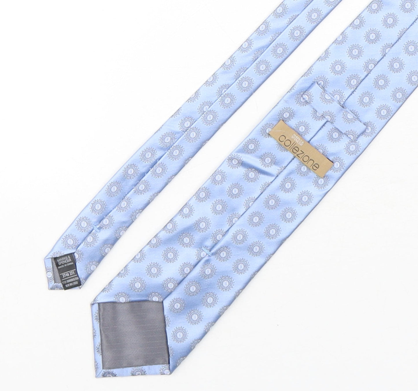 Mens Collezione Blue Geometric  Pointed Tie
